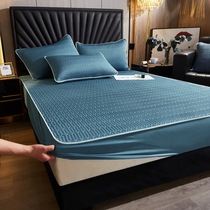 A Latex ice silk bed sheet cooling mat Three-piece set washable folding air conditioning soft mat Purple 18 meters bed summer single 15
