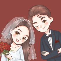 Hand-painted avatar design Cartoon Cartoon Q version fixed production Live Photo logo couple wedding invitation
