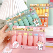 Cute mini highlighter pen marker color primary school students take notes rough key light color pen set