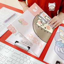 a4 folder cartoon cute test paper data finishing clip Primary School students multi-functional folding page writing pad splint
