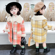 Girls woolen coat childrens 2021 autumn and winter New coat foreign style baby winter plus velvet thickened woolen coat