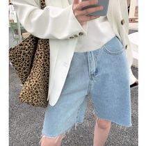 Maternity pants Denim shorts Summer thin fashion outside wear leggings summer five-point pants loose wide-leg pants tide