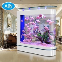Bullet fish tank arc glass aquarium partition can be customized bottom filter fish tank ecological water-free