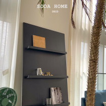 Medieval magazine rack large and small apartment living room solid wood bookshelf display black floor shelf simple newspaper rack