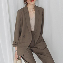  Japanese casual suits professional femininity loose wide-leg pants thin Western style cold style trousers two-piece suit