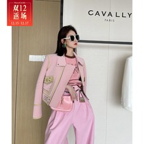 (Spot) Xiaojing Millennium Spice Girls Leather Punk Locomotive Wind Short Contrast Jacket Jacket