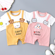 Lele Baby One-piece Dress Newborn Summer Short Sleeve Khaama Woman Baby Summer Dress Pure Cotton Clothes Man Thin to Climb Clothing