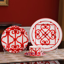 Spanish iron window balcony coffee cup size plate bone china dish set English afternoon tea snack plate set