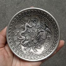 Antique copperware antique miscellaneous collection antique coppery dragon and phoenix plates calligraphy bottom models old goods old things