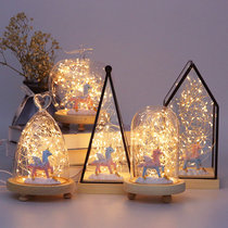 Cartoon dream girl Unicorn Night Light bedroom decoration table lamp ornaments glass cover full Sky star birthday gift