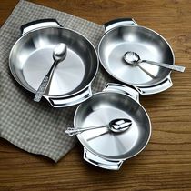 Creative ear 304 stainless steel dish fruit plate thickened disc dish set mini dinner plate Household
