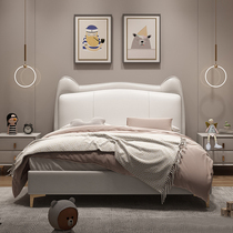 Light luxury leather bed bed childrens bed boy single bed simple modern bedroom girl princess bed 1 5 meters Net red bed