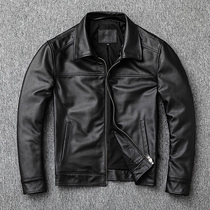 Leather mens leather first layer cowhide slim jacket Pure leather mens large lapel motorcycle jacket spring and autumn new trend