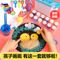 Childrens drawing toolkit Sponge Tool Printing Brush Roller Seal Kindergarten Graffiti Paint Brush Set