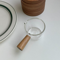 Japanese glass small Milk Cup with Milk Cup mini coffee utensil high temperature milk jug wooden handle pointed Milk Cup