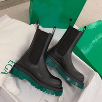 mona coves shoes 2021 new middle cylinder boots male smoke pipe boots transparent green thick bottom Martin boots female Chelsea boots