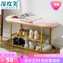 Nordic Light Extravagant Shoes Stool Home Door-to-door Entrance Wearing Shoes strip stool Soft bag Cushions Shoes Cabinet Incorporated stool