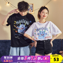 Tang Shi 2021 summer new couples short sleeve T-shirt men's cotton tide cool loose coat youth half sleeve shirt women ins