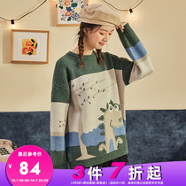 Tang Shi 2020 autumn and winter New sweater female Japanese retro cartoon round neck pullover sweater loose wear