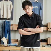 Tang Lion 2021 summer new mens Polo short-sleeved Paul shirt fashion lapel mens top trend mens solid color wild