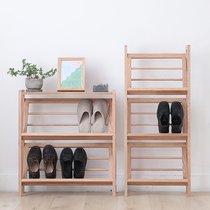 Solid Wood inclined shoe cabinet door Japanese entrance door simple ultra-thin children storage slippers multi-layer wooden shoe frame narrow