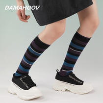 Long Barrel Socks Women Xia JK Personality Geometric Stripes S Tide Dark Socks Art 100 Hitch Foundation Fashion Calf Socks
