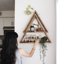 Wall shelf living room wall Nordic geometric bookshelf bedroom multi-level bookshelf simple modern decoration