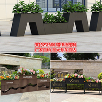 Outdoor Iron Art Composition Flower Box Large Square Sales Department Commercial Street Cultivation Flower Groove Rectangular New Flower Beds