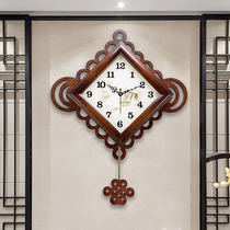 Polaroid Chinese style solid wood swing living room big wall clock creative modern Chinese style silent retro clock quartz clock