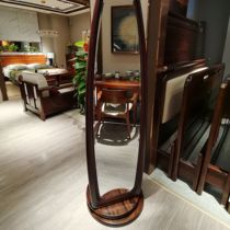 Ujin wood dressing mirror bedroom floor mirror full-length mirror household multi-function rotating fitting mirror coat rack with mirror