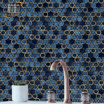 Round glass mosaic kiln ceramic retro tile toilet bathroom background wall classical TV background