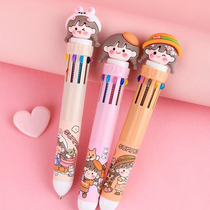 Little Girl Deco Ball Pen Point Mark Color Pen Study Prize 10 Color Hand Ledger Pen Student Stationery Gift