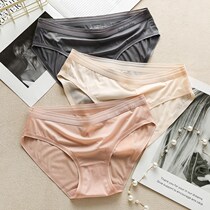 Japan 3 Dress Ultra Slim ICE SILK UNSCRATCHED BRIEFS FEMALE PURE COTTON CROTCH MID WAIST BREATHABLE LESS LADY TRIANGLE PANTS