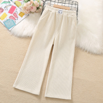 Girl Broadlegged Pants Spring Autumn Clothing 2022 New Children Snowier Loose Straight Drum Pants Girl Fried Street White Pants