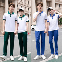 Summer middle school students cotton short-sleeved school uniforms