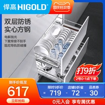 Highold HEG basket black eel 304 stainless steel kitchen cabinet pull basket seasoning pull basket damping dish basket