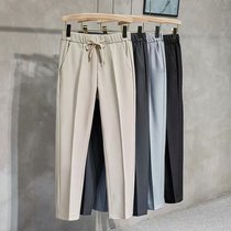 Spring and autumn Western pants mens no iron pants to work without magnetic metal tether rope tightness waist pituality with small straight cylinder casual pants tide
