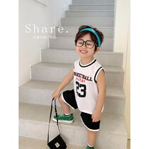 jacadi child clothing 2022 Summer boy baby thin sports vest suit for children leisure two sets