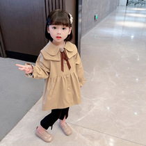 Shi bear girl windbreaker coat 2022 spring and autumn new foreign style children children net red long loose coat