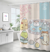 Mildew-proof cartoon shower curtain-free set bathroom thickened waterproof partition curtain bathroom Bath Curtain