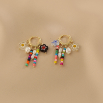 Sturbolea heartwinge vitality ~ Colour string Everest Earrings Female Flowers Earrings Buttons Cute sweet and beautiful ear ornaments