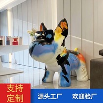 Bulldog ornaments glass fiber reinforced plastic cartoon sculpture custom KTV bar decoration large floor ornaments art installation