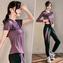  Gym sports suit womens summer thin outdoor morning run running quick-drying clothes casual fashion large size yoga clothes
