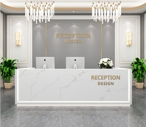 Classical travel agency reception desk Large gas cosmetics shop Modern simple bar counter cashier Commercial beauty salon front desk
