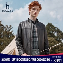 Hazzys Haggis new mens autumn and winter collar short leather jacket British style trend locomotive suit mens coat