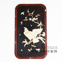 Old Paris) Western antiques medieval vintage Chinese style return flowers and birds jade hanging screen