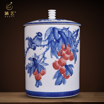 Jingdezhen ceramics hand-painted blue and white tea storage jar gift office home living room table top decoration ornaments