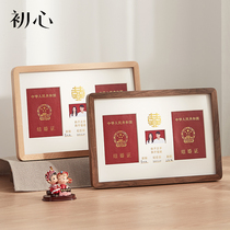 First heart marriage certificate photo frame license couple commemorative registration book Wall marriage registration certificate couple marriage certificate set