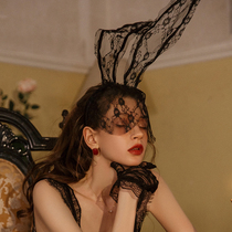 Black erotic lingerie accessories veil hair stirrup eye yarn hazy and mysterious uniform Rabbit Ear Hair Accessories Bendable