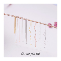 S925 pure silver temperament 100 lap earrings DIY strings beads wavy long earline flow suchlink earrings anti-allergy